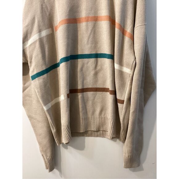 St john Vintage Beige Crewneck Sweater Retro Striped Knit Pullover Unisex Size X - Picture 4 of 15